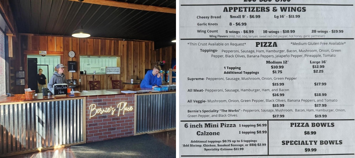 Bernie's Place Skyline Menu