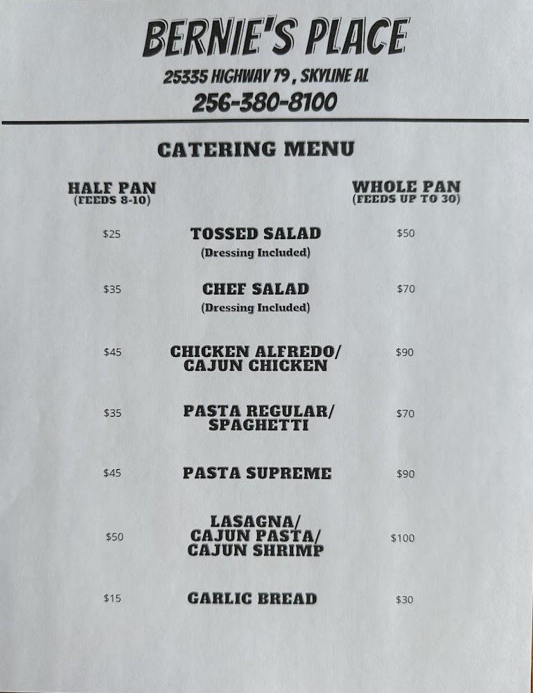 Bernie's Place Skyline Menu image 2